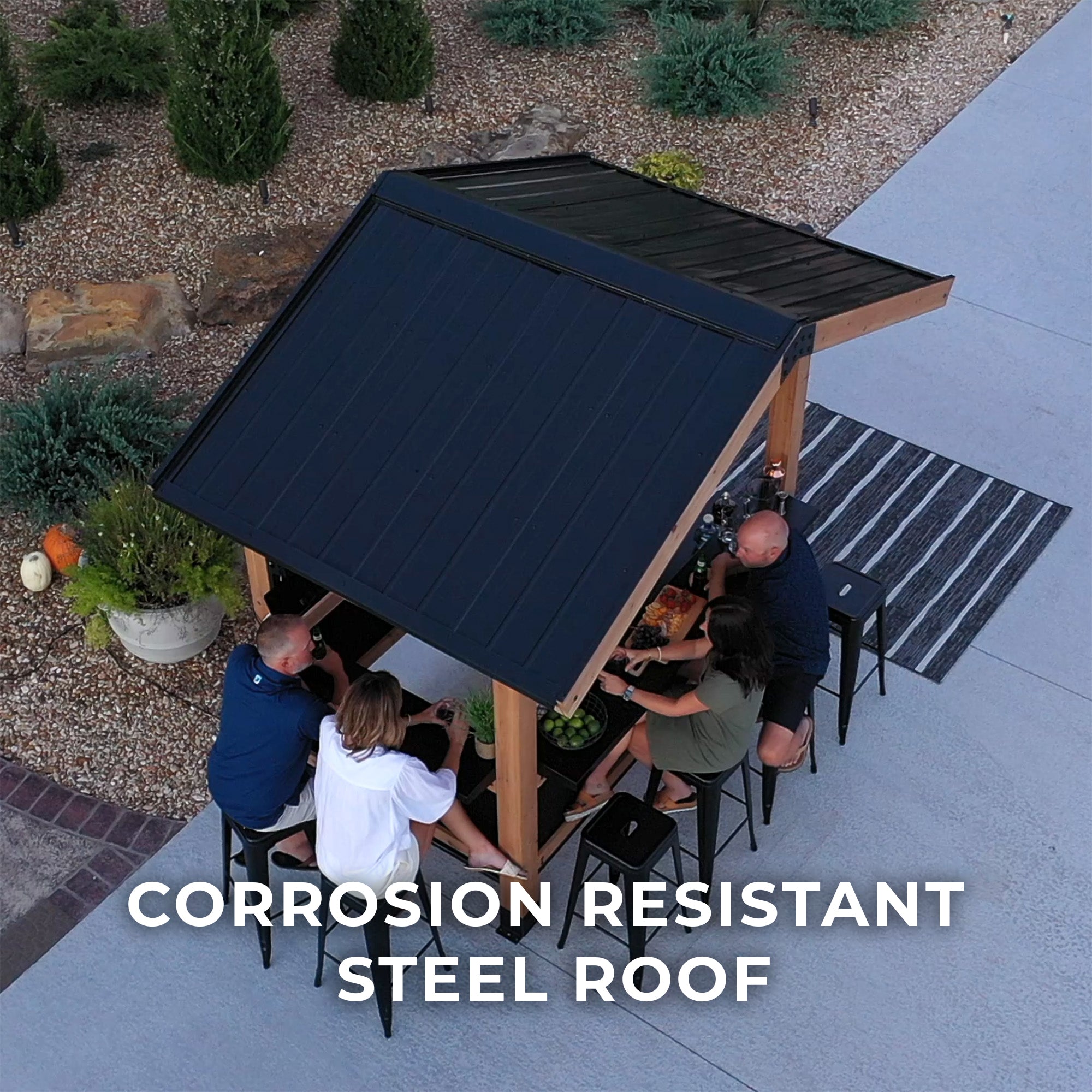Palisade Outdoor Bar corrosion resistant steel roof