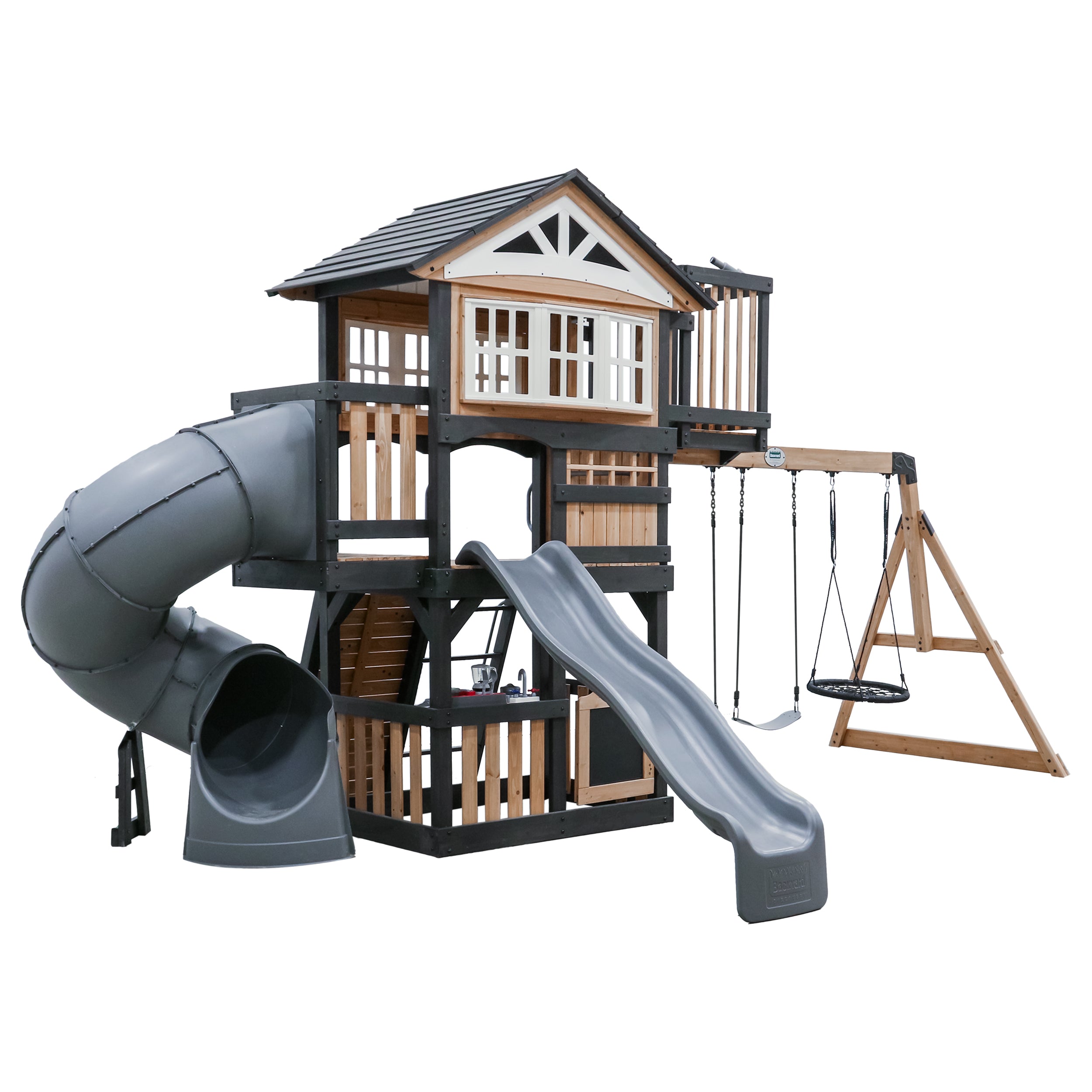 Magnolia Falls Swing Set EN-71 with Spiral Tube Slide