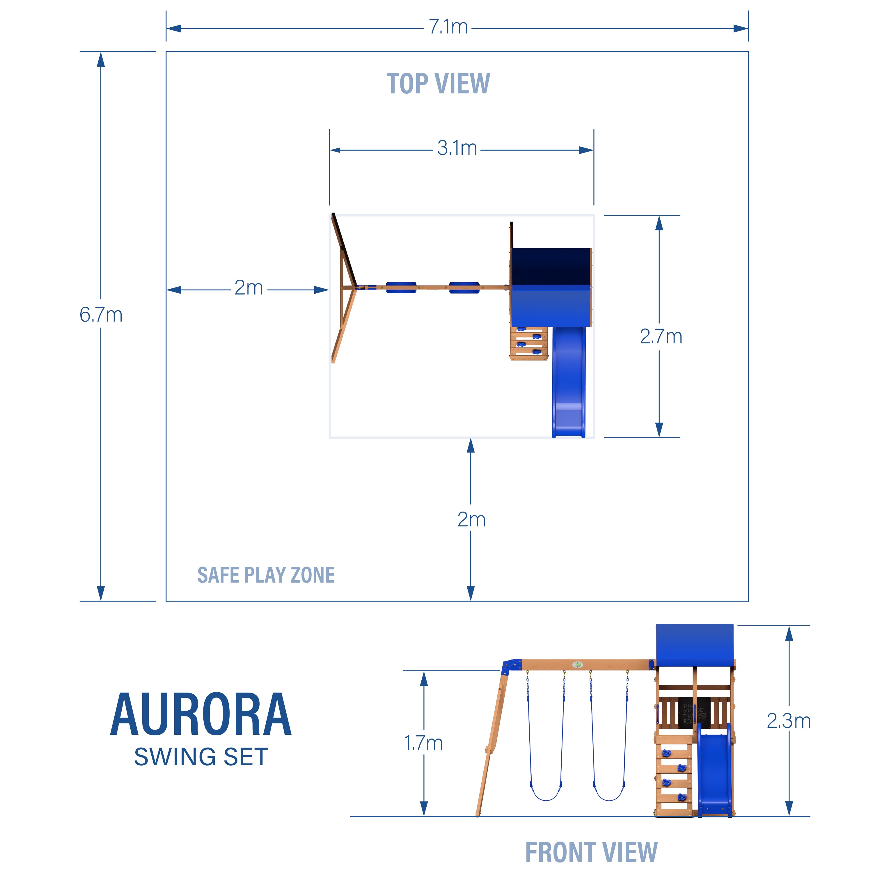 Aurora Swing Set Metric Dimensions
