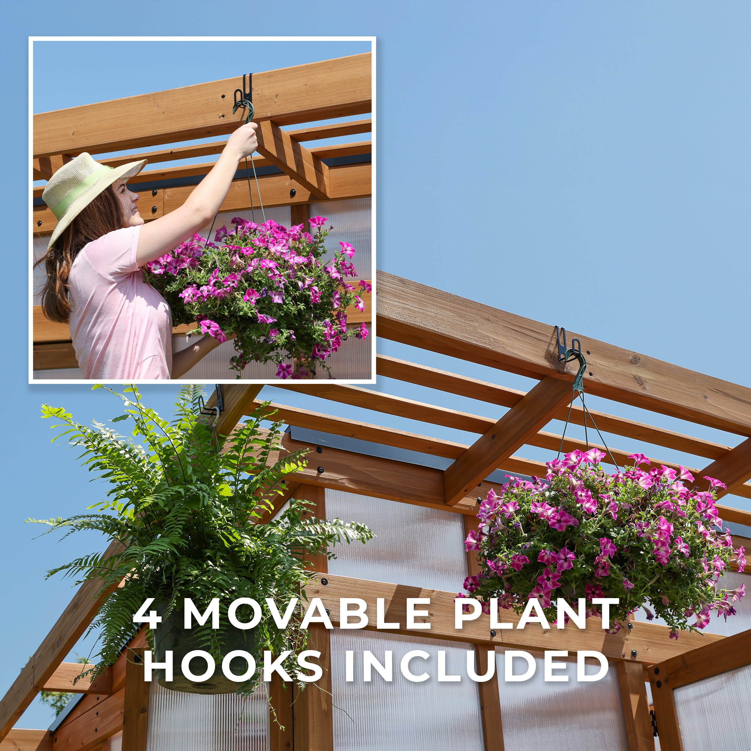 3.3m X 2.2m Poppy Greenhouse four plant hooks included