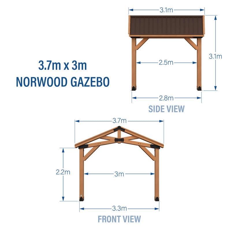 3.7m x 3m Norwood Gazebo specifications