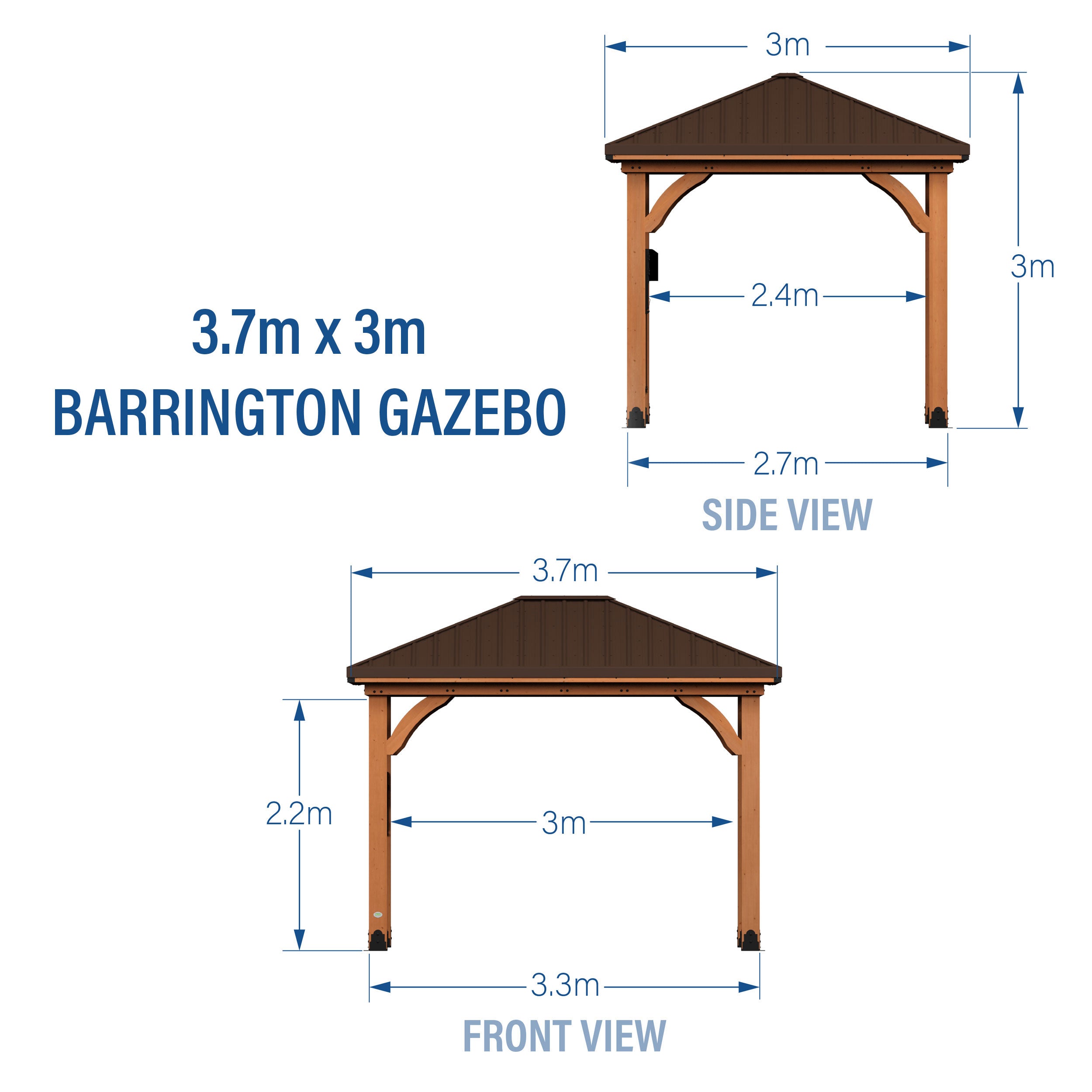 3.7m x 3m Barrington Metric Dimensions