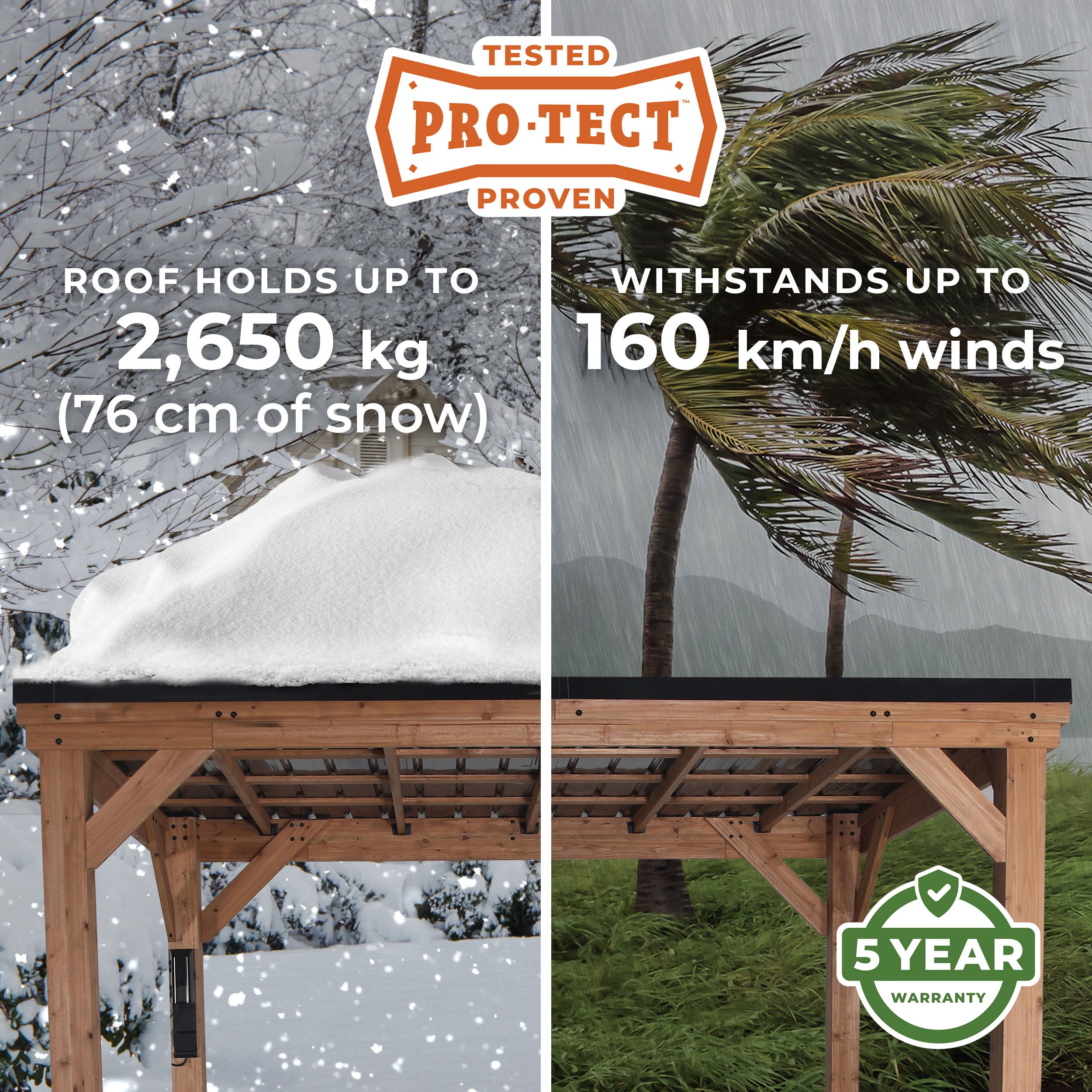 3.7m X 2.9m Arcadia Slope Roof Gazebo Protect tested and proven