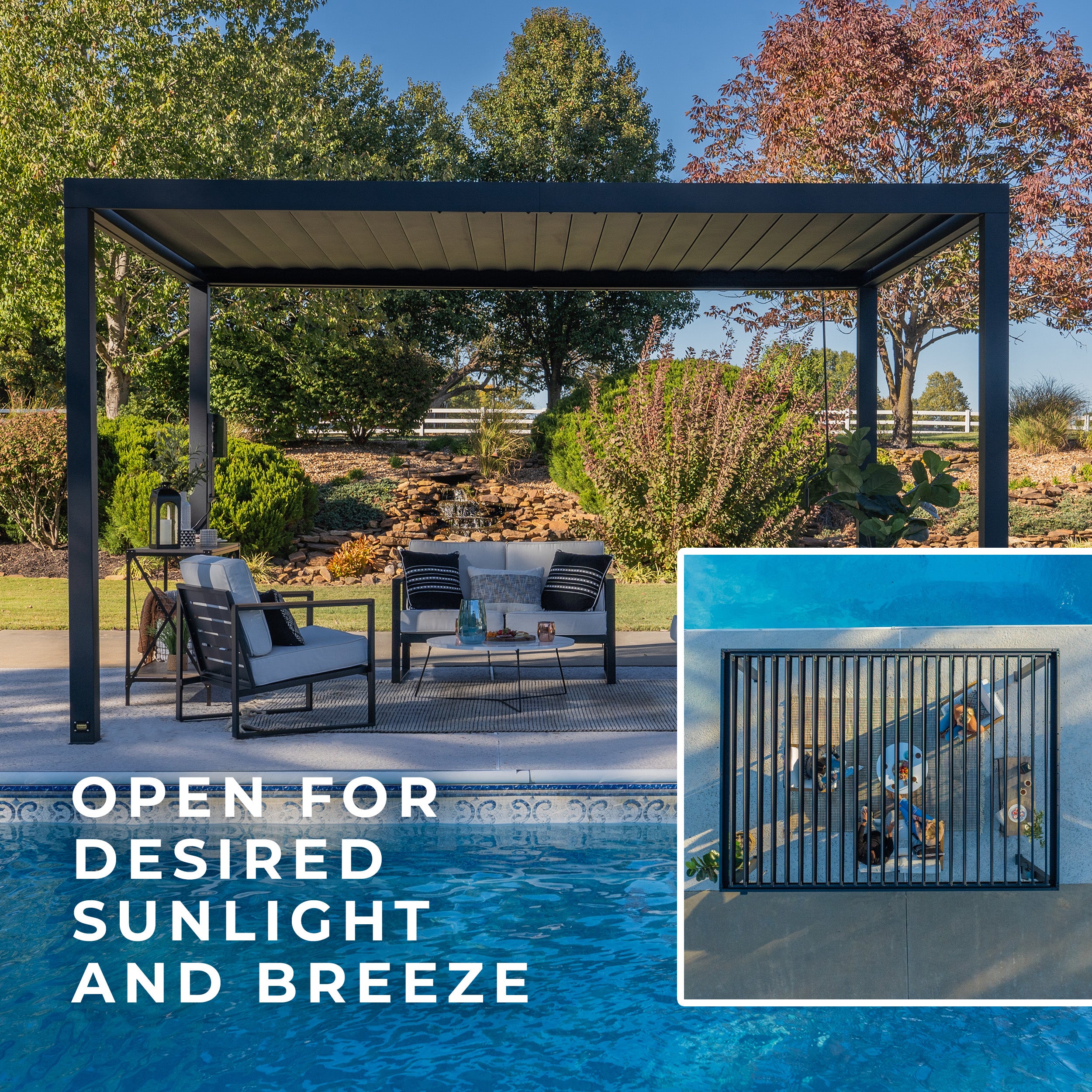 6m x 3m Sarasota Louvered Pergola