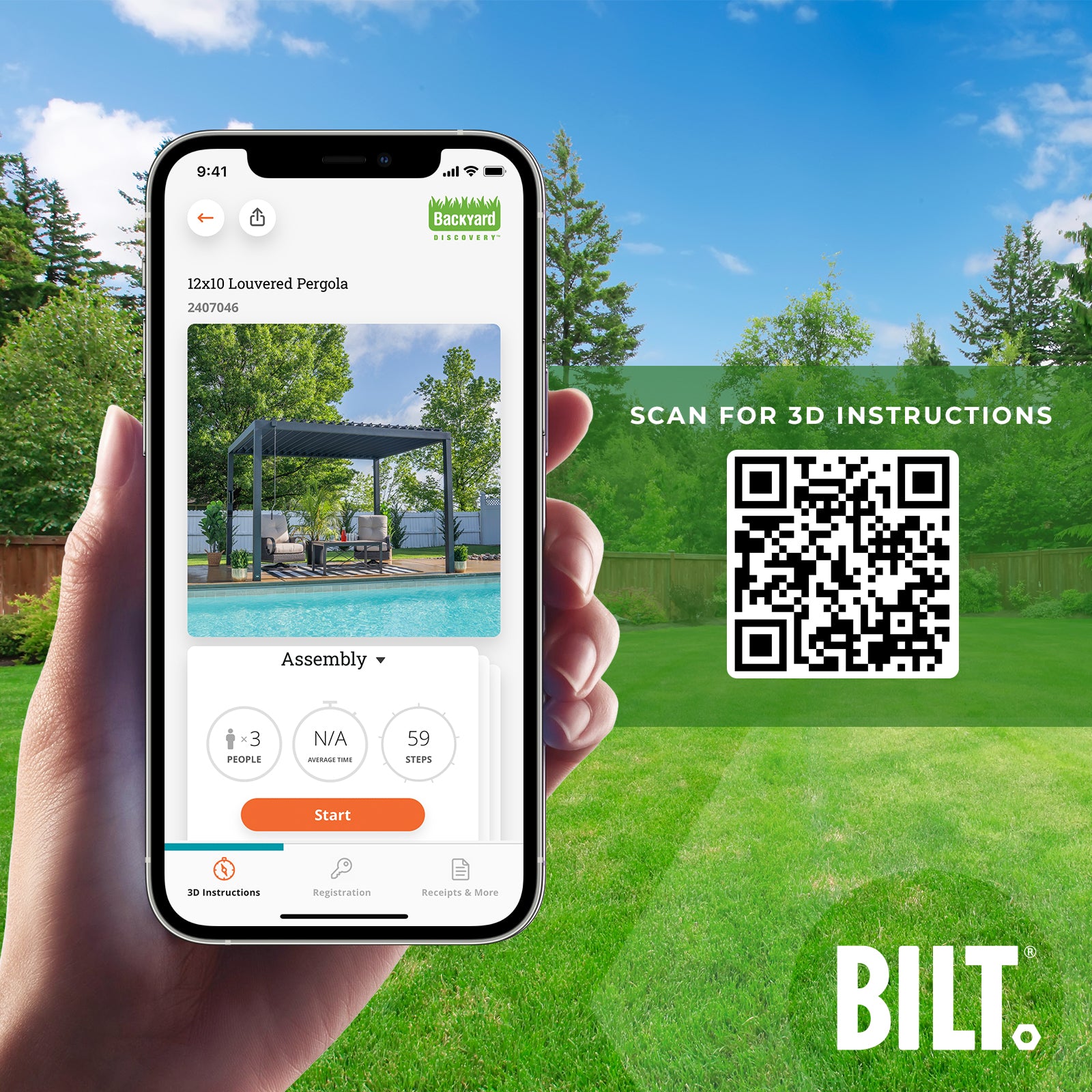 3.6m X 3m Sarasota Pergola BILT App to assist with assembly