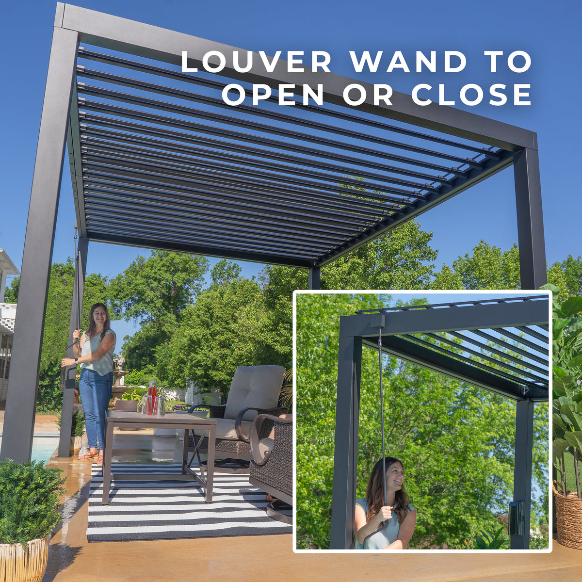 3.6m x 3.0m Sarasota Steel Louvered Pergola