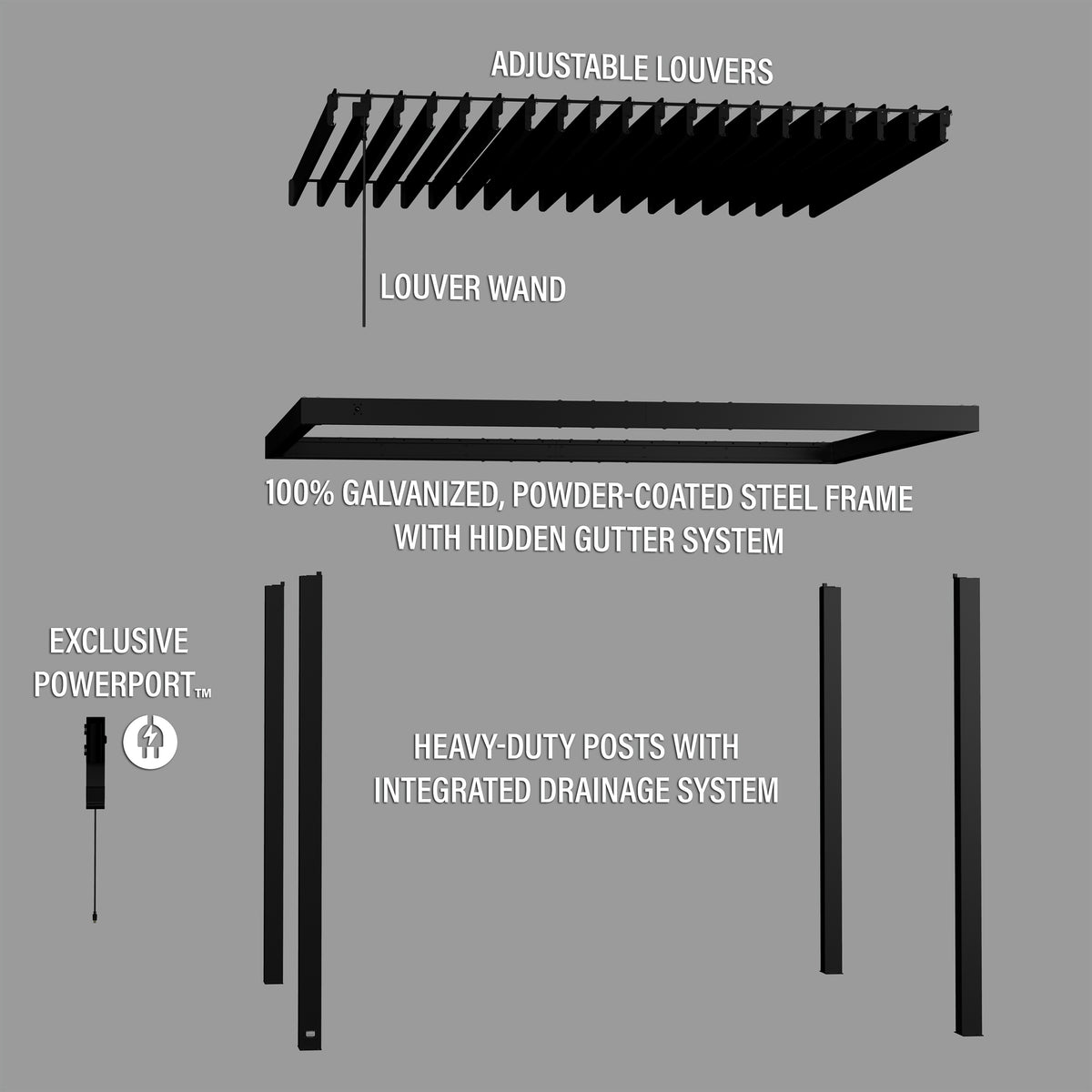 3.6m x 3.0m Sarasota Steel Louvered Pergola