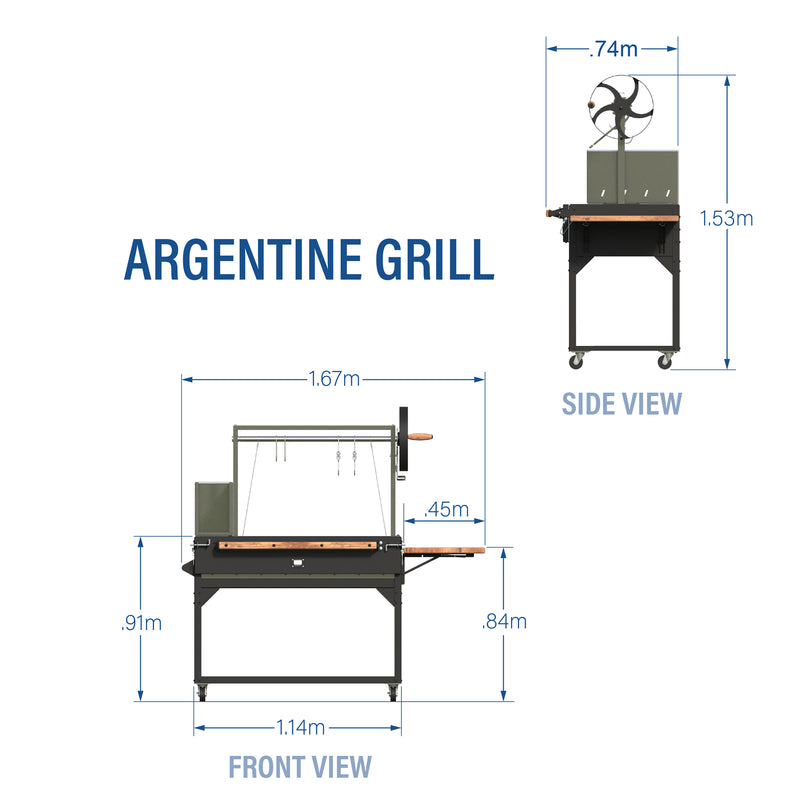 Premium Argentine/Santa Maria Barbeque with Wood Fire and Charcoal BBQ specifications
