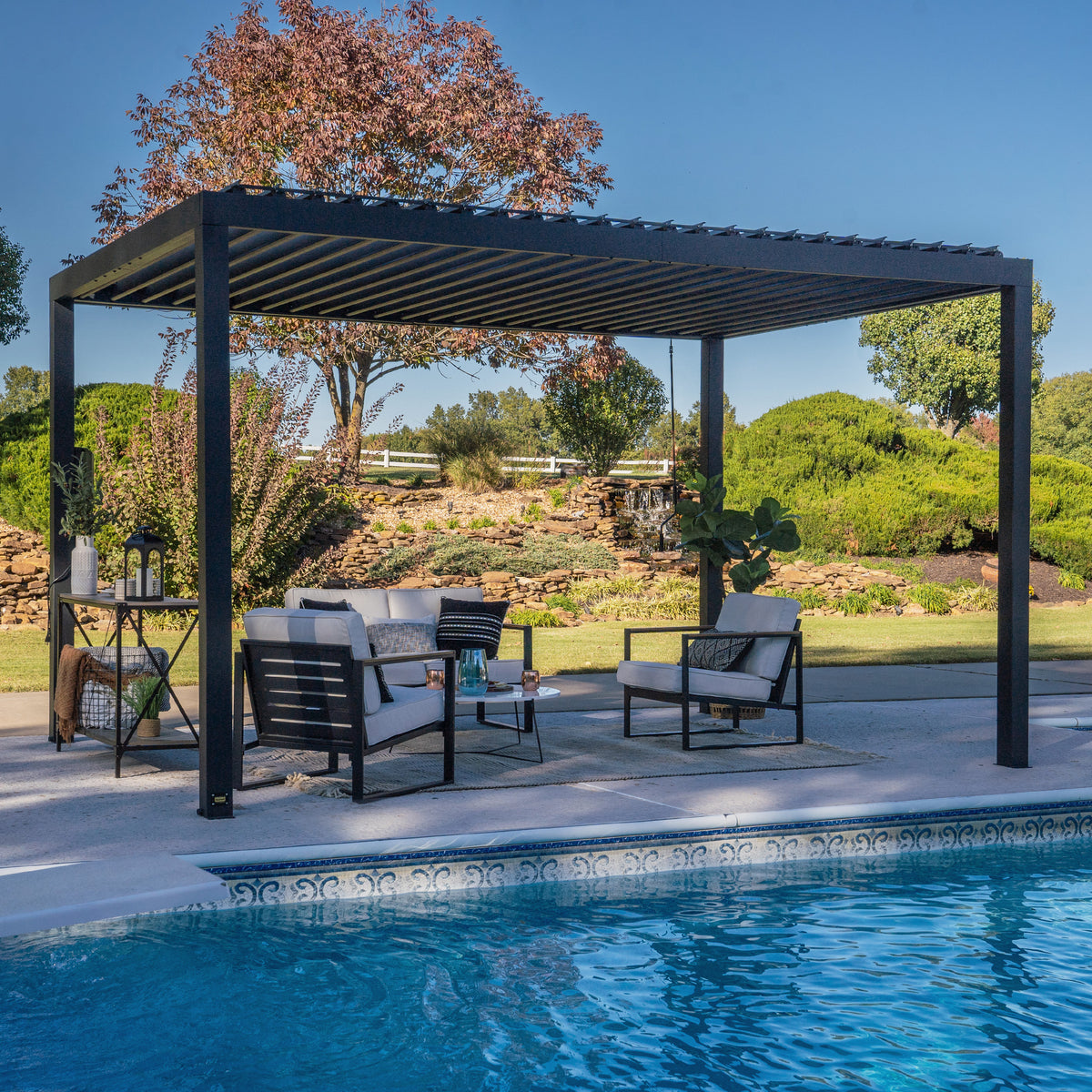 4.3m x 3.0m Sarasota Steel Louvered Pergola