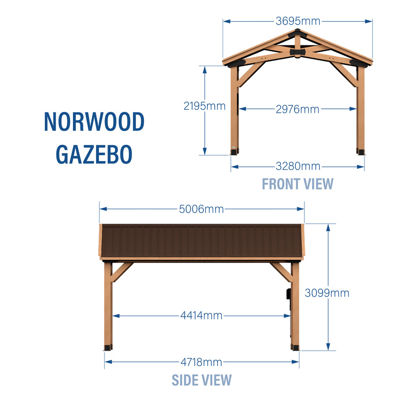 4.9m x 3.7m Norwood Gazebo (16ft x 12ft) specifications