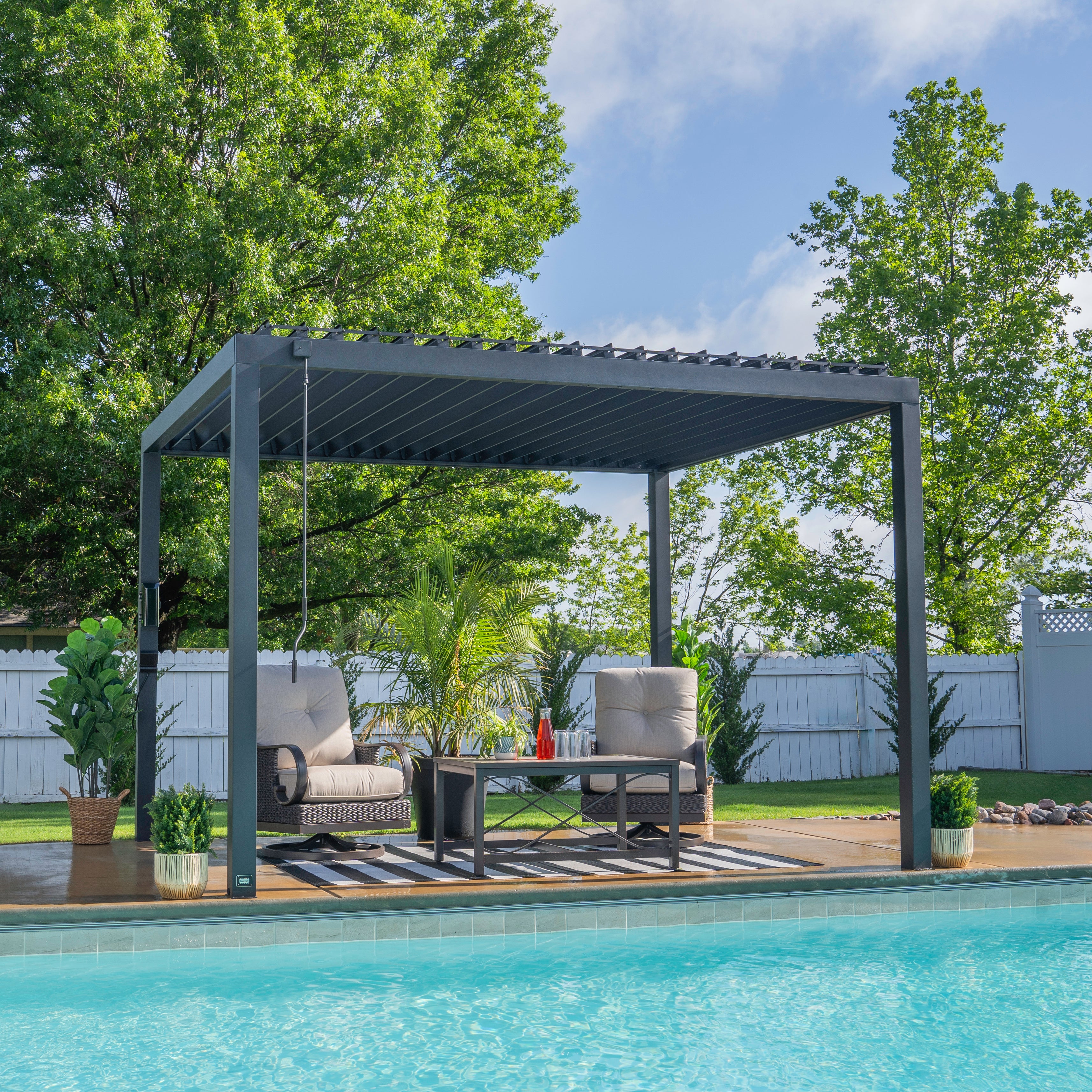 3.6m X 3m Sarasota Steel Louvered Pergola