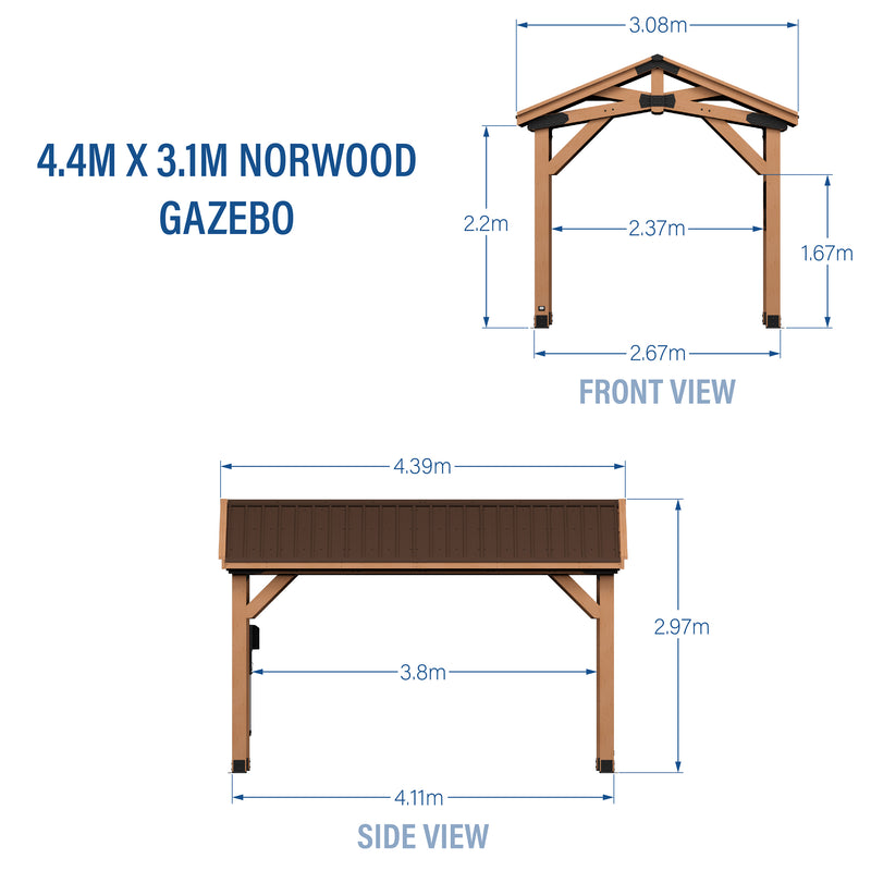4.4m x 3.1m Norwood Gazebo specifications