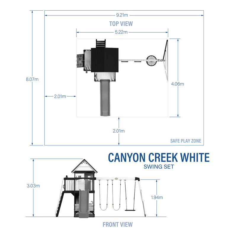Canyon Creek White Play Centre Swing Set specifications