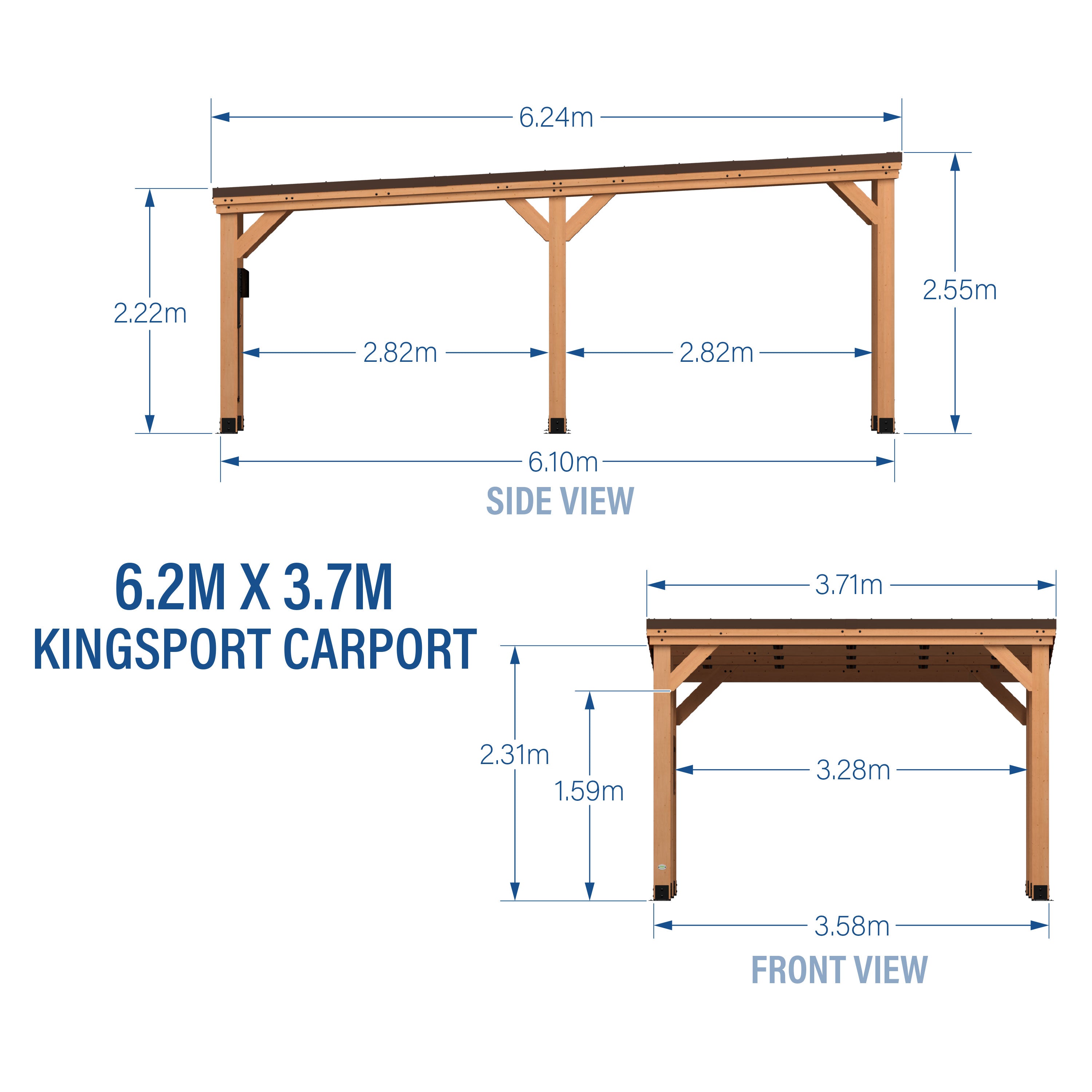 6.2m X 3.7m Kingsport Carport