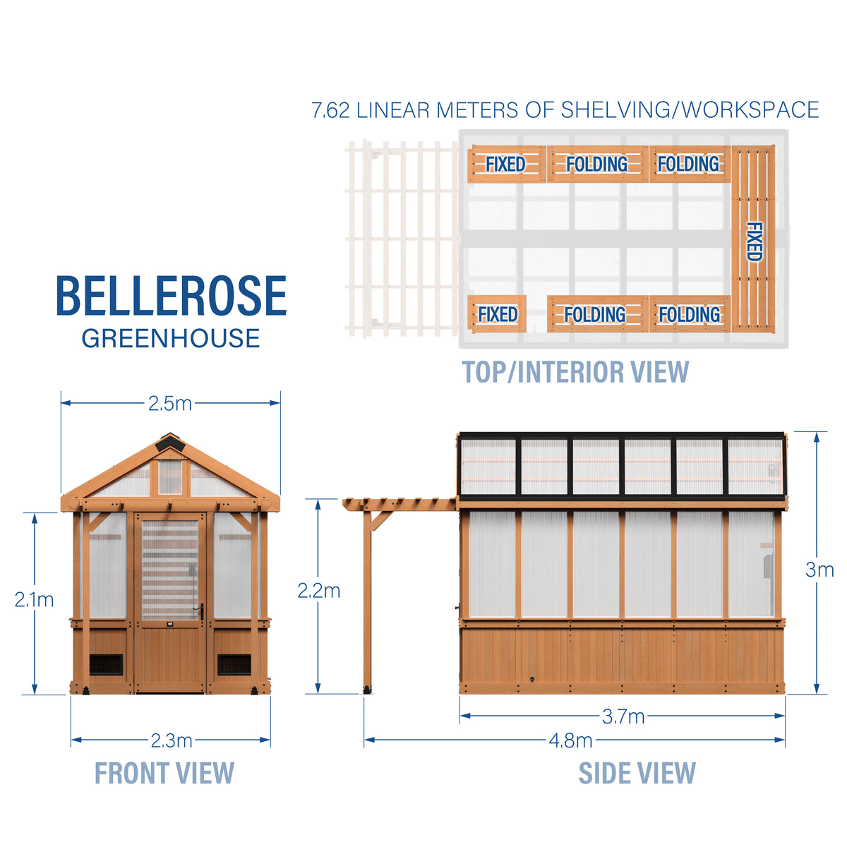 3.7m x 2.3m Bellerose Greenhouse