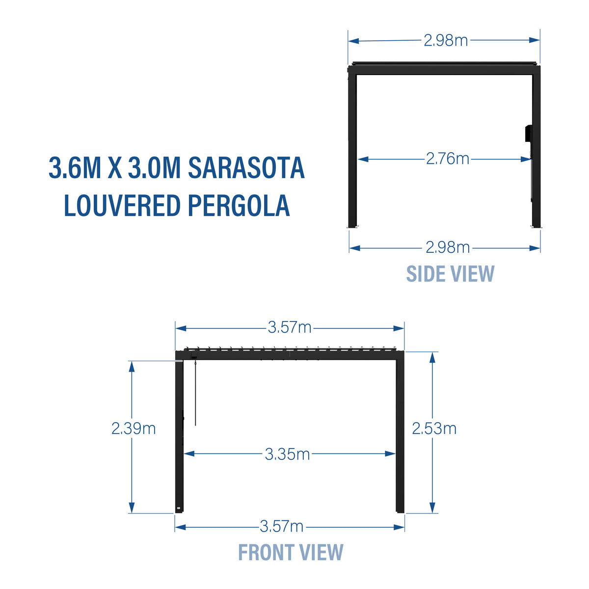 3.6m x 3.0m Sarasota Steel Louvered Pergola