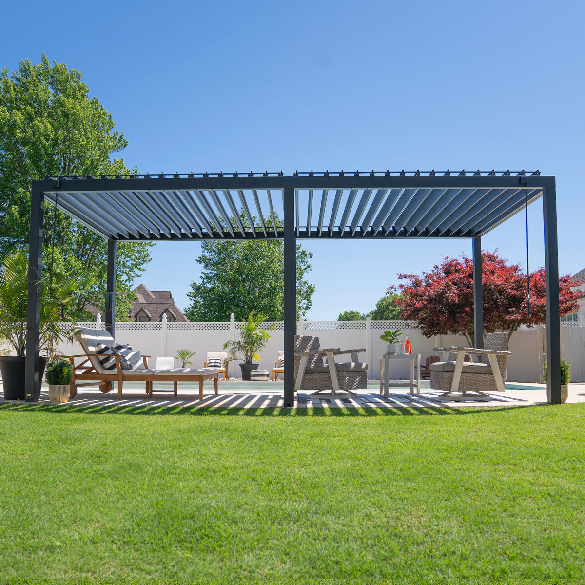 6.0m x 3.0m Sarasota Steel Louvered Pergola