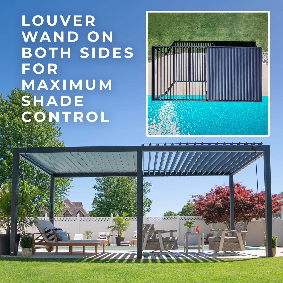 6.0m x 3.0m Sarasota Steel Louvered Pergola